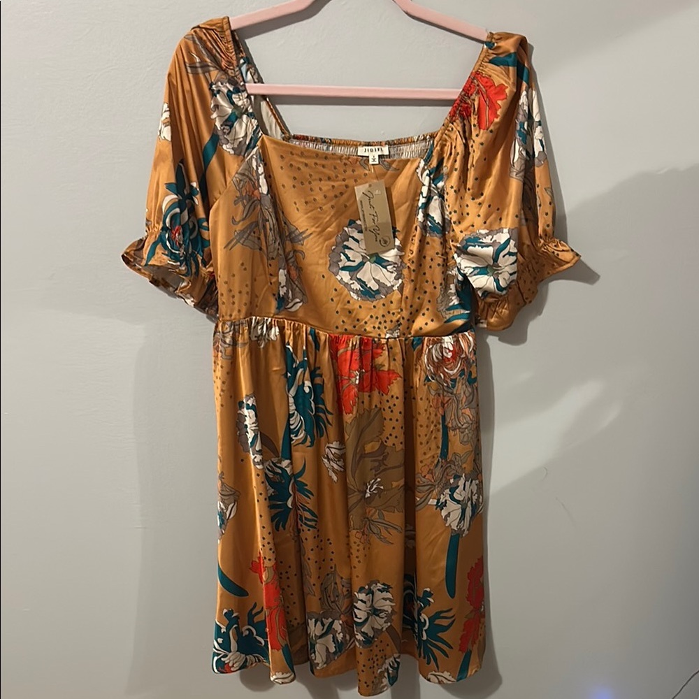 Floral Print Dress in Brown